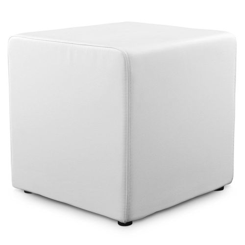 Pouf 'cube' De Salon En Matire Synthtique Blanche