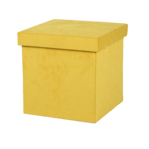 Pouf De Rangement Pliable Kube En Velours Ctel - Jaune