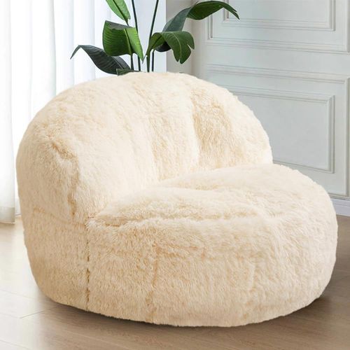 Pouf Poire Gant Surdimensionn Pour Adultes Et Enfants,Fauteuil Poire En Forme De Croissant De Soja Avec Rembourrage,Grand Canap Rembourr Pour Jeux,Lecture (Blanc)