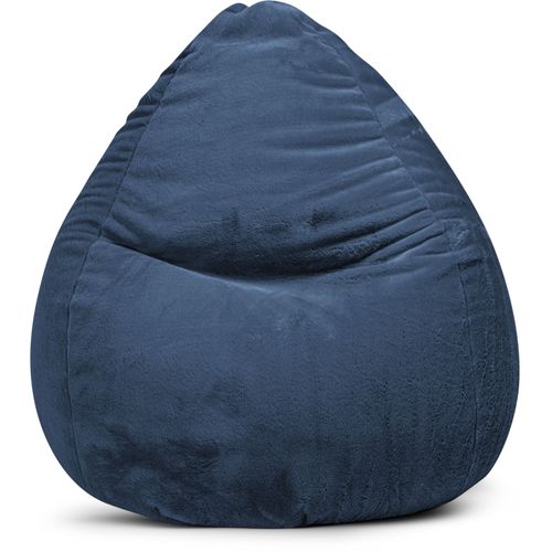 Pouf Poire Xxl D'intrieur Fourrure Douce Bleu 80x130cm