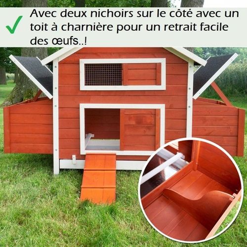 Poulailler En Bois Pour Jardin Extrieure Cage Canard Avec Nichoir Modle: 158 Betty Rouge 171 X 90 X 113 Cm Sans Extension