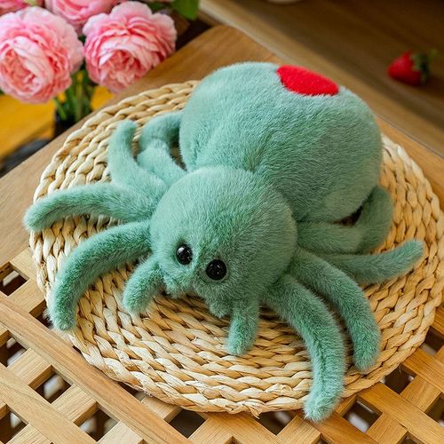 Poupe araigne en peluche, jouet  queue rouge, oreiller insecte, poupe drle et dlicate, poupe de chiffon Vert-25 cm (0,14 kg)