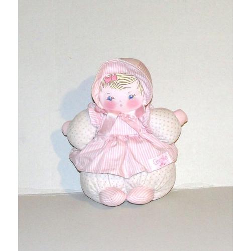 Poupe De Chiffon Corolle A Pois Rose Noeud Papillon Peluche Doudou Fillette 22 Cm