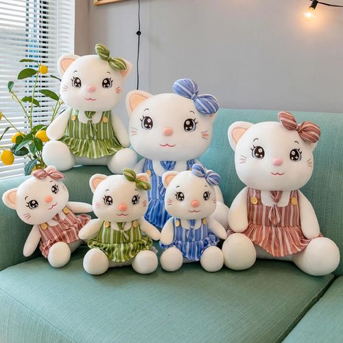 Poupe En Peluche Adorable Finement Cousu Pp Coton Kitty Jouet En Peluche Avec Jupe En Dentelle Pour La Maison Ornament_Green_25 Cm