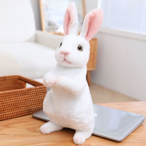 Poupe Lapin, Accessoires De Photographie, Pose Debout, Jouet En Peluche Mignon Lapin Blanc Assis - Grande Taille Hauteur Assise 30 Cm 0,18 Kg