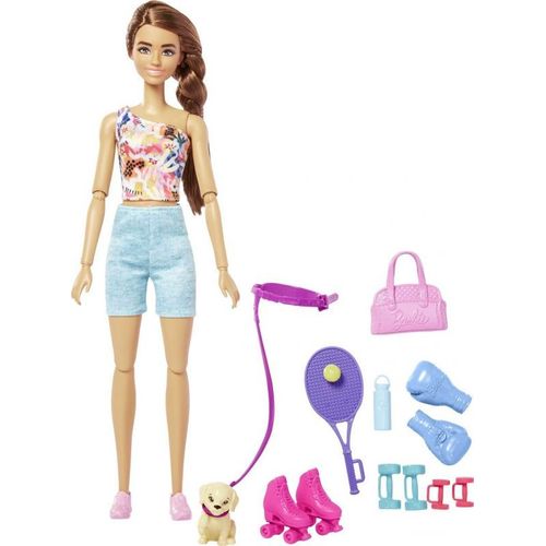 Poupe mannequin brune Barbie fait du sport - Barbie