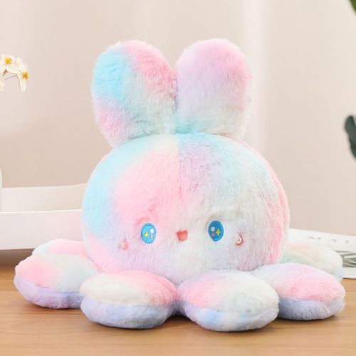Poupe Pieuvre  Bascule motionnelle Double Face  Bascule Pieuvre En Peluche Poupe Oreiller Lapin Poupe Lapin Pieuvre Rose Et Violet - 20 Cm (0,12 Kg)