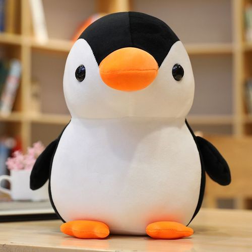 Poupe pingouin grasse, peluche pingouin peintre en coton doux, oreiller de couchage doux, poupe pour enfants Manchot  bec noir et orange - 45 cm (0,46 kg)