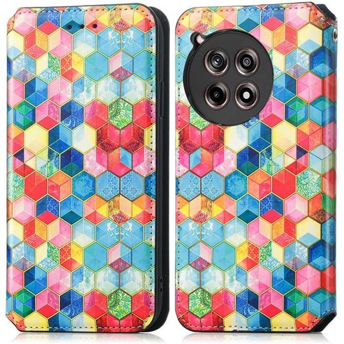 Pour Coque Oneplus 12r/ Oneplus Ace 3 5g, Avec Carte Fentes Magntique tui Pu Housse, Mignonne Motif Design Portefeuille Antichoc Protection Case Espace Magique
