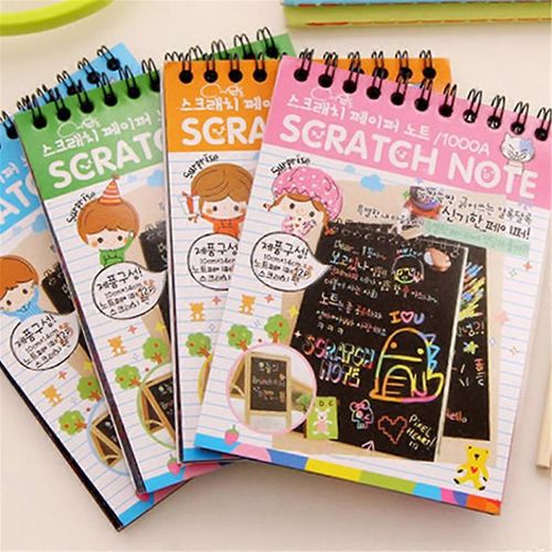 Pour Cratif Scratch Note Book Doodle Notebook Peinture Jouet Arc-En-Ciel Scrapbook Diy Articraft Interactive Party Activity G