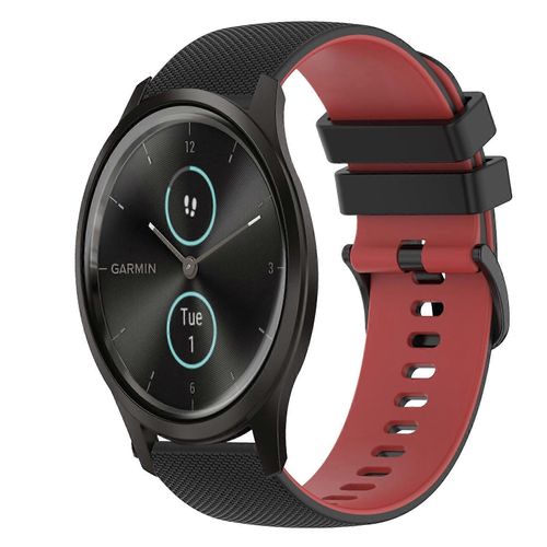 Pour Garmin Vivomove Style 20mm Checkered Two-Color Silicone Watch Band