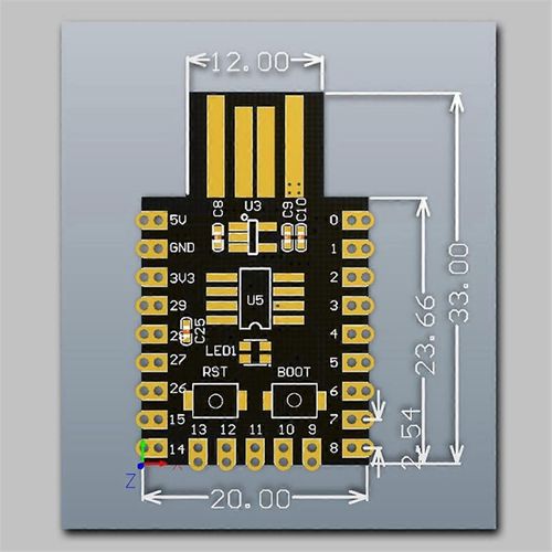 Pour la carte de dveloppement de microcontrleur Flash RP2040 USB Type-A Version 4MB Module de carte de dveloppement