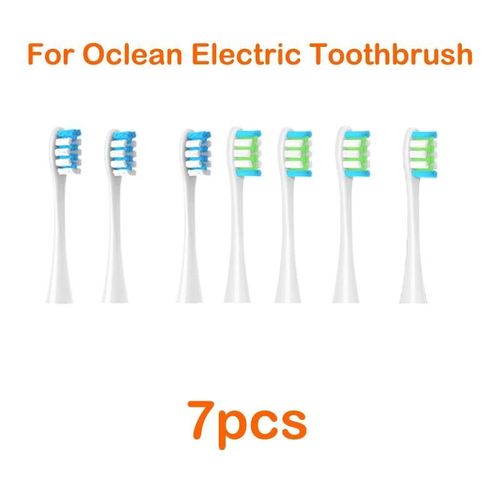 Pour Oclean Flow/X/ X Pro/ Z1/ F1/ One/ Air 2 /Se Ttes De Brosse Doux Dupont Sonique Brosse  Dents Poils Sous Vide 7 Pices Ttes De Rechange-3bleu 4vert
