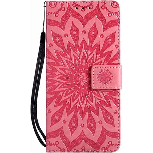 Pour Oneplus 7 / Oneplus 6t Coque, Housse Coque Cuir tui Portefeuille Flip Case Porte Carte Antichoc Magntique Fleur Motif Elegante Interne Silicone Etui Pour Oneplus 7 / Oneplus 6t,Rose