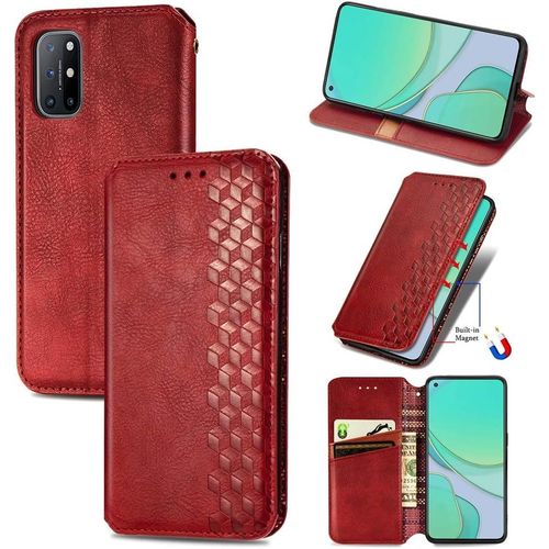 Pour Oneplus 8t Pu Cuir Portefeuille Tlphone Portefeuille Kickstand Porte Cartes Slots Soft Innner Couvercle Bulit In Fermeture Magntique Folio Flip Case Oneplus 8t Color:Red