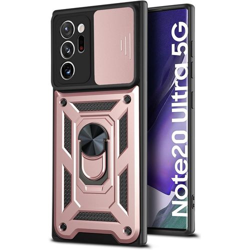 Pour Samsung Galaxy Note20 Ultra Coque Pour Galaxy Note20 Ultra tui Tlphone Portable Pc Backptare+Tpu Soft Shell+Ring Stand Sj-Tck Pink