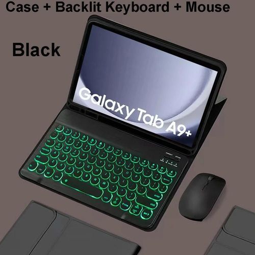 Pour Samsung Galaxy Tab A9 Plus tui 11 Pouces, tui Clavier Bluetooth Pour Samsung Tab A9 + Sm-X210n/X216b-Arabic Keyboard-Black B Backlit