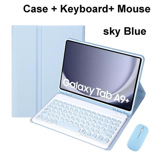 Pour Samsung Galaxy Tab A9 Plus tui 11 Pouces, tui Clavier Bluetooth Pour Samsung Tab A9 + Sm-X210n/X216b-Arabic Keyboard-Blue B