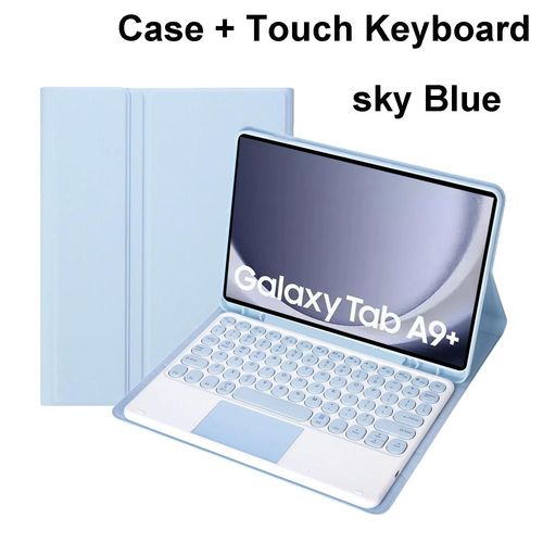 Pour Samsung Galaxy Tab A9 Plus tui 11 Pouces, tui Clavier Bluetooth Pour Samsung Tab A9 + Sm-X210n/X216b-Arabic Keyboard-Blue C