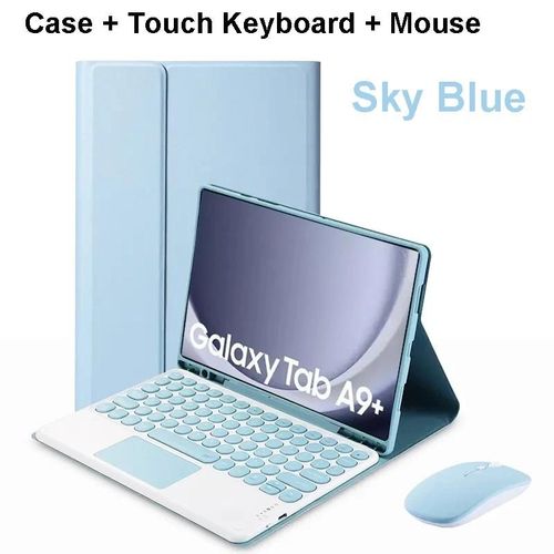 Pour Samsung Galaxy Tab A9 Plus tui 11 Pouces, tui Clavier Bluetooth Pour Samsung Tab A9 + Sm-X210n/X216b-Arabic Keyboard-Blue D