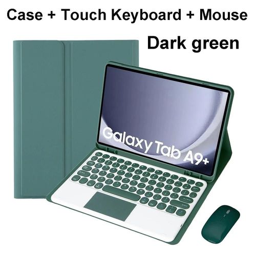 Pour Samsung Galaxy Tab A9 Plus tui 11 Pouces, tui Clavier Bluetooth Pour Samsung Tab A9 + Sm-X210n/X216b-Arabic Keyboard-Dark Green D