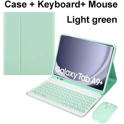 Pour Samsung Galaxy Tab A9 Plus tui 11 Pouces, tui Clavier Bluetooth Pour Samsung Tab A9 + Sm-X210n/X216b-Arabic Keyboard-Green B