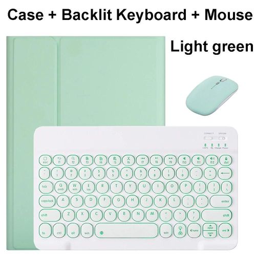 Pour Samsung Galaxy Tab A9 Plus tui 11 Pouces, tui Clavier Bluetooth Pour Samsung Tab A9 + Sm-X210n/X216b-Arabic Keyboard-Green B Backlit