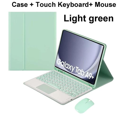 Pour Samsung Galaxy Tab A9 Plus tui 11 Pouces, tui Clavier Bluetooth Pour Samsung Tab A9 + Sm-X210n/X216b-Arabic Keyboard-Green D