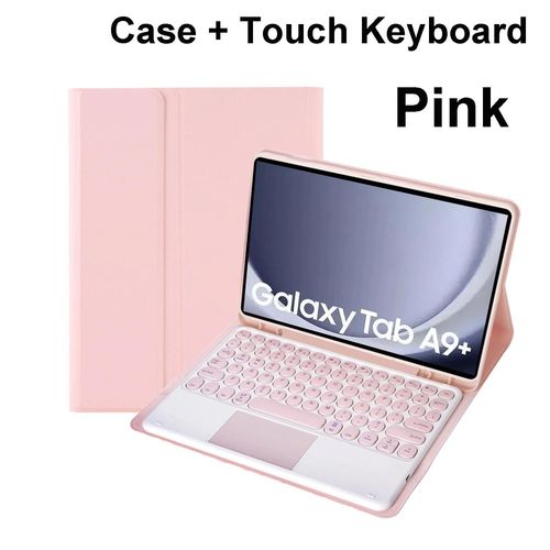 Pour Samsung Galaxy Tab A9 Plus tui 11 Pouces, tui Clavier Bluetooth Pour Samsung Tab A9 + Sm-X210n/X216b-Arabic Keyboard-Pink C