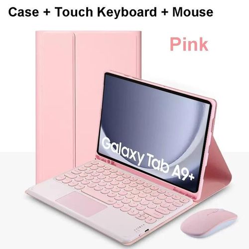 Pour Samsung Galaxy Tab A9 Plus tui 11 Pouces, tui Clavier Bluetooth Pour Samsung Tab A9 + Sm-X210n/X216b-Arabic Keyboard-Pink D