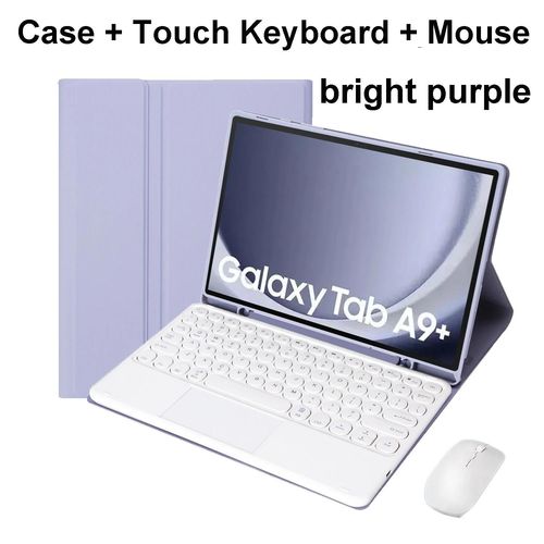 Pour Samsung Galaxy Tab A9 Plus tui 11 Pouces, tui Clavier Bluetooth Pour Samsung Tab A9 + Sm-X210n/X216b-Arabic Keyboard-Purple D
