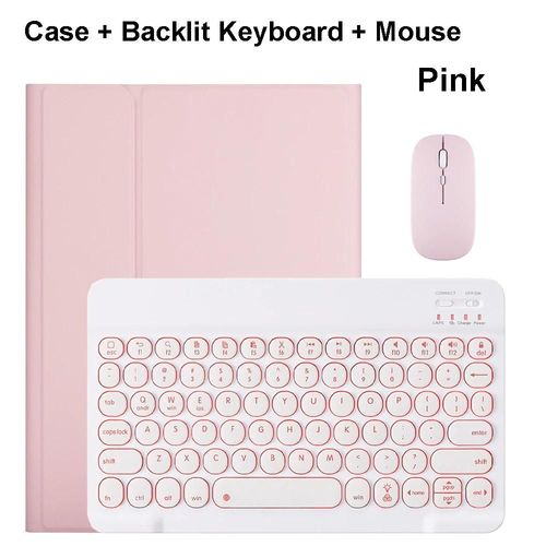 Pour Samsung Galaxy Tab A9 Plus tui 11 Pouces, tui Clavier Bluetooth Pour Samsung Tab A9 + Sm-X210n/X216b-Arabic Keyboard-Rose B Backlit