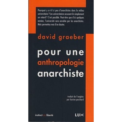 Pour Une Anthropologie Anarchiste    Format Broch 