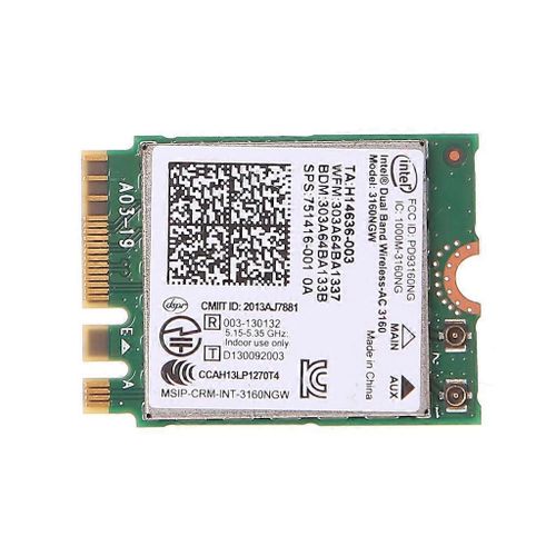 Pour WIndows10 Carte Wifi sans fil 3160NGW pour M.2 Carte rseau 4.0 compatible Bluetooth 3160 AC 433Mbps pour ordinateur de bureau Lapto