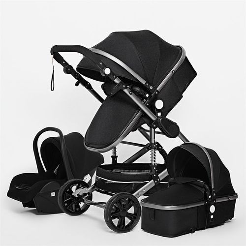 Poussette 3 En 1 Bb Combine Sige-Auto Nacelle Rversible Rglable Haute Qualit Roues Increvables Canne Noir