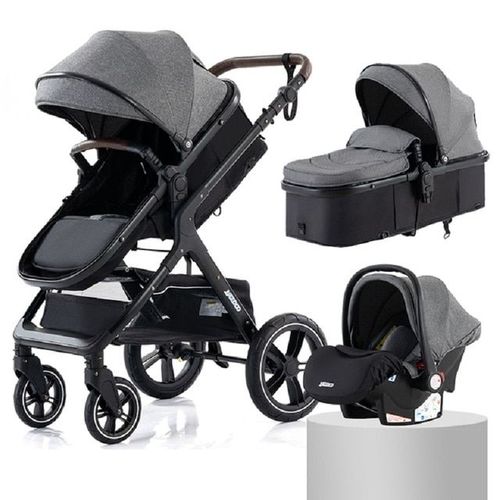 Poussette 3 En 1 Bb Combine Sige-Auto Nacelle Trio Rversible Rglable Haute Qualit Roues Increvables Canne.Gris.