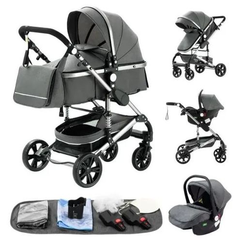 Poussette Combine 3 En 1 Sige-Auto Nacelle Trio Rversible Rglable Haute Qualit Roues Increvables.Gris