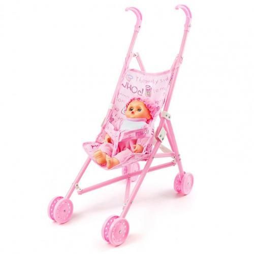 Poussette De Poupe Robuste Et Facile  Plier, Jouet Cratif Et Lger Avec Poupe Mignonne Pour Bb Fille, Jeu De Rle D'Allaitement, 1 Ensemble