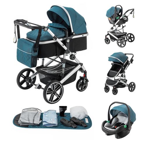 Poussette De Voyage Portable Luxueuse 3 En 1 Pour Bb, Landau, Cadre En Aluminium, Nouveau-N.Green