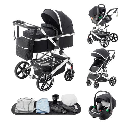 Poussette De Voyage Portable Luxueuse 3 En 1 Pour Bb, Landau, Cadre En Aluminium, Nouveau-N.Noir
