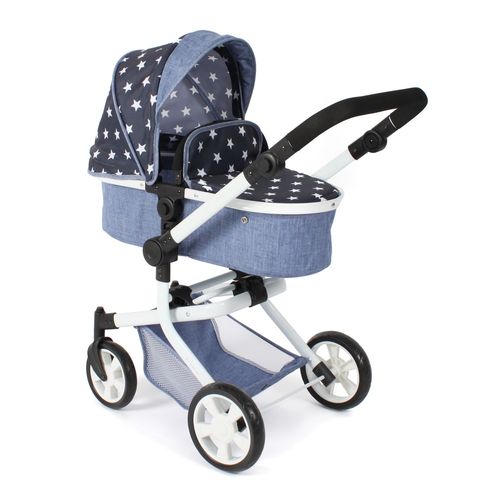 Poussette Pour Poupe Combine 2 En 1 Mika Bleu Marine Avec toiles