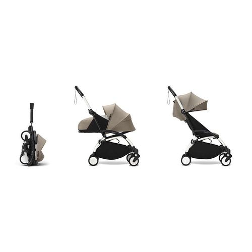 Poussette Stokke Yoyo De La Naissance  3 Ans - Cadre Blanc/Taupe - Beige