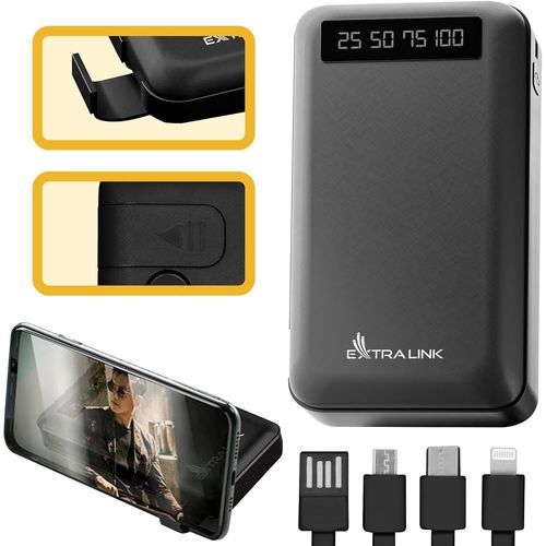 Power Bank 10000mah 5v,Batterie Externe Charge Rapide,Lightning Mini-Usb Usb C 4 Cbles De Charge Intgrs,Support De Tlphone,Smartphone Tablet,Batterie Externe,Chargeur Portable