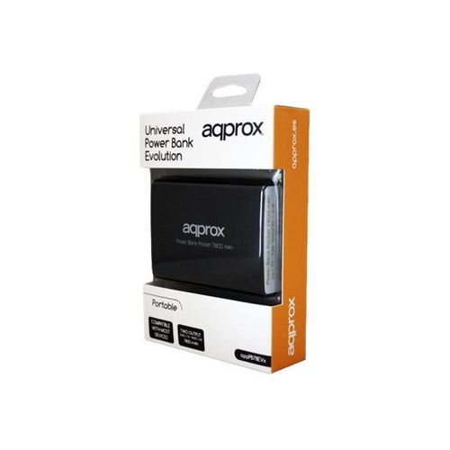Approx Pocket Universal Evolution - Banque D'alimentation - 7800 Mah - 2.1 A - 2 Connecteurs De Sortie (Usb) - Sur Le Cble : Micro-Usb - Noir