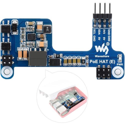 Power Over Ethernet Hat E Type Support 802.3af PoE Network Standard,Fully Isolated Switched-Mode Power Supply (SMPS),Compatible with Raspberry Pi 3B+/4B