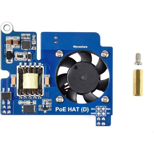 Power Over Ethernet Hat (Type D) for Raspberry Pi 3B+/4B 802.3af-Compliant Tailored for Raspberry Pi Official Case