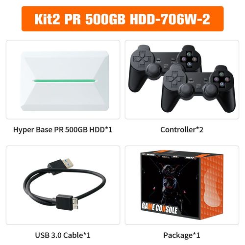Pr 500g Hdd-706w-2 - Console De Jeux Vido Hdd Retrobat Et Playnite, 500 Go, 38200 + Jeux Rtro Aaa, Ps3, Ps2, Psp, Switch, Wii, Wiiu, Pc, Ordinateur Portable