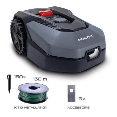 Practixx Robot Tondeuse Px-Rrm-600wi  Jardins Jusqu 600 M  Largeur De Coupe 18 Cm  Hauteur De Coupe 2  6 Cm  Bluetooth Ou Wifi  Autonomie 60 Min