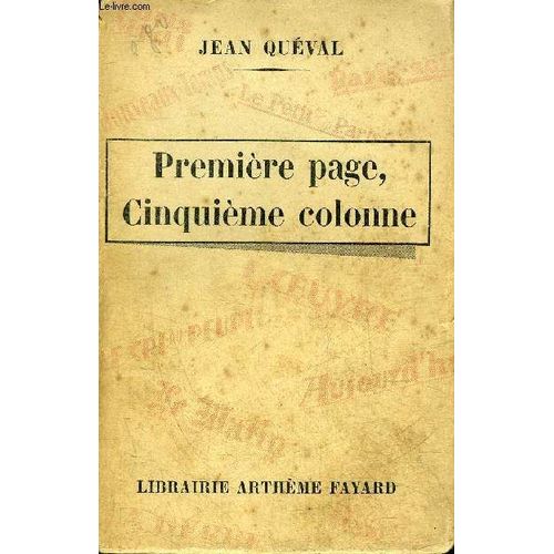 Premiere Page Cinquieme Colonne.   de jean queval 