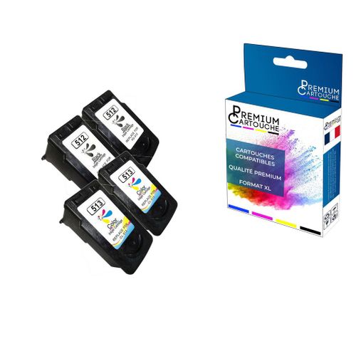 Premium Cartouche - 4 Cartouche Compatible Pour Canon Pg-512xl (X2) + Cl-513xl (X2) Noir + Couleur Canon Pixma Ip 2700 Mp 230 Mp 235 Mp 240 Mp 250 Mp